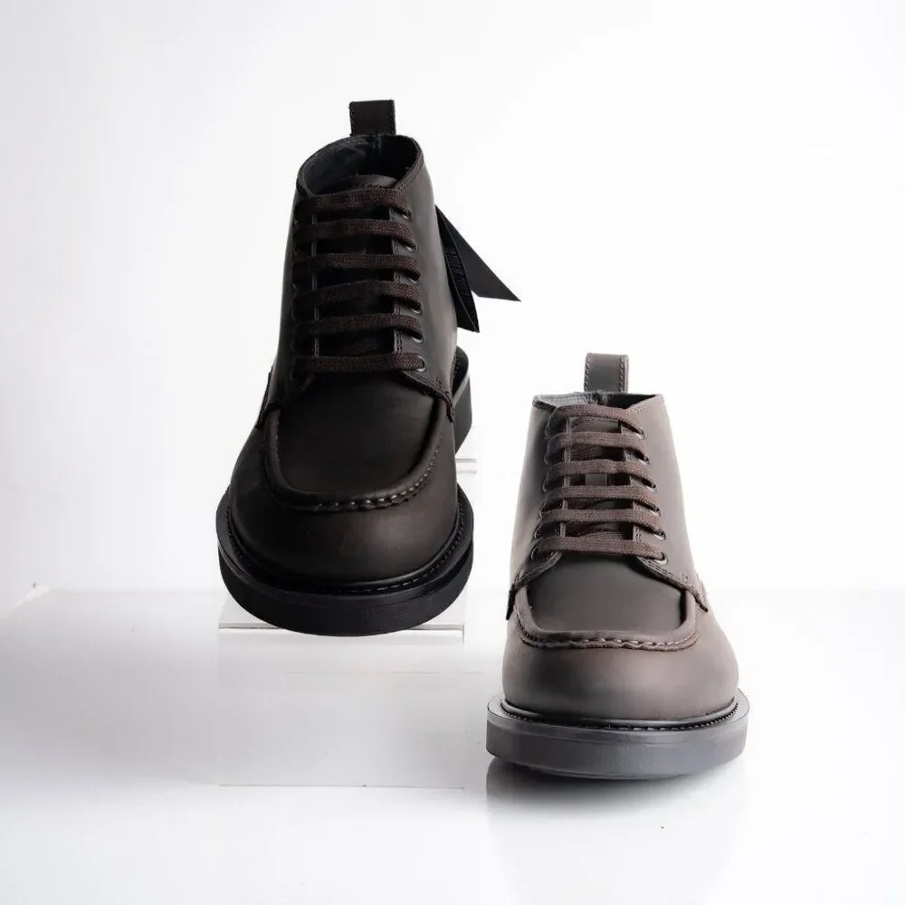 Massimo Dutti Mens Leather Lace Up Ankle Boots Brown US 10 EU 43 New 2056/450